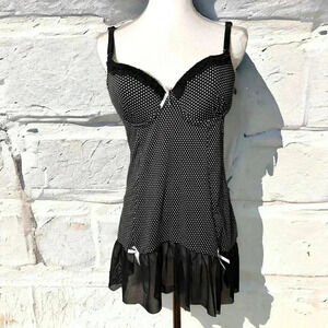 Y2K coquette  polka dot corset mini slip/top L